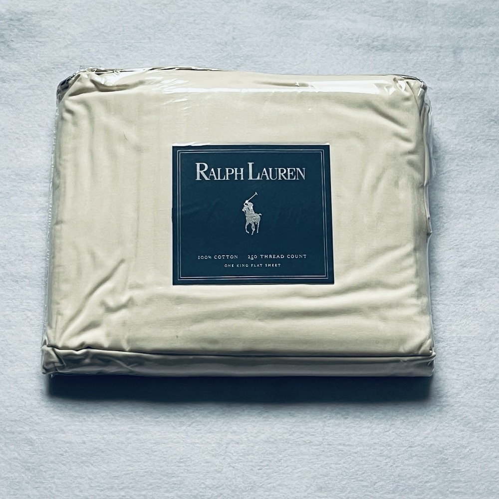 Ralph Lauren Home King Flat Sheet BONE 100% Cotton 250 Thread Count New